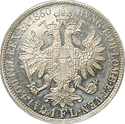 Монета 1 флорин 1860 A Австрия