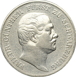 Монета 1 союзный талер 1866 Шварцбург-Рудольштадт Германия