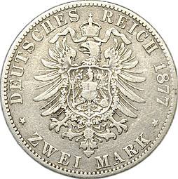 Монета 2 марки 1877 A Пруссия Германия