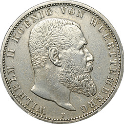 Монета 5 марок 1902 F Вюртемберг Германия