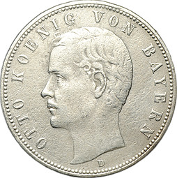 Монета 5 марок 1903 D Бавария Германия