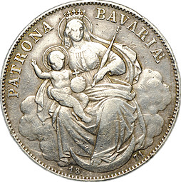 Монета 1 талер 1871 Мадонна Бавария Германия