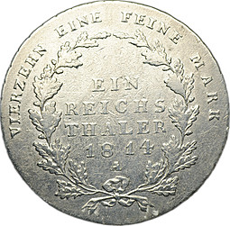 Монета 1 талер (рейхсталер) 1814 A Пруссия Германия