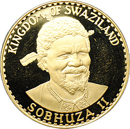 Монета 25 эмалангени 1974 Король Собуза II 75 лет Эсватини (Свазиленд)