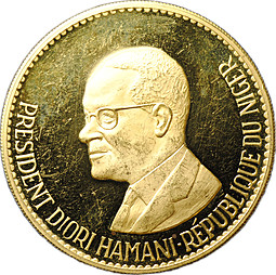 Монета 100 франков 1968 Президент Диори Хамани Нигер