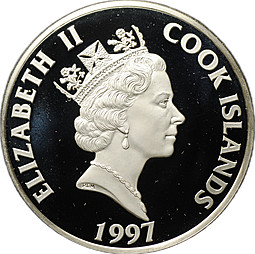 Монета 20 долларов 1997 8 век Коронация Карла Великого Острова Кука