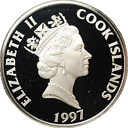 Монета 20 долларов 1997 18 век Американская декларация независимости Острова Кука