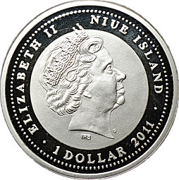 Монета 1 доллар 2011 Год дракона, сказочный Лунный календарь Ниуэ
