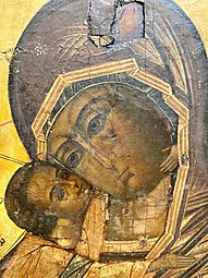 Икона Владимирская Пресвятая Богородица 31х26 см XIX век
