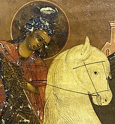 Икона Чудо Георгия Победоносца о змие 35х31 см XVIII - XIX век 