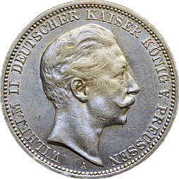 Монета 3 марки 1913 А Пруссия Германия