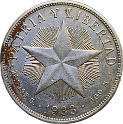 Монета 1 песо 1933 Куба