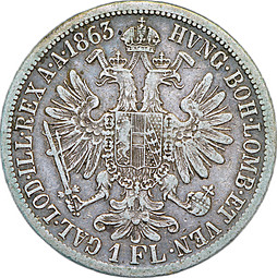 Монета 1 флорин 1863 Австрия