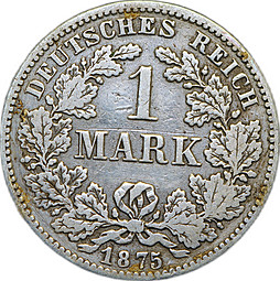 Монета 1 марка 1875 H Германия