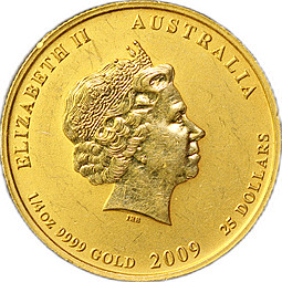 Монета 25 долларов 2009 Год быка Лунар Австралия