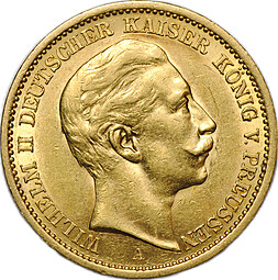 Монета 20 марок 1908 А Пруссия Германия
