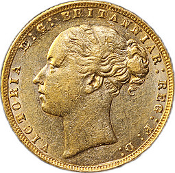 Монета 1 соверен (фунт) 1876 Великобритания