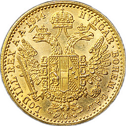 Монета 1 дукат 1914 Австро-Венгрия