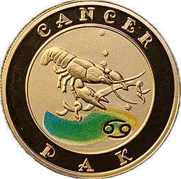 Монета 10000 драм 2009 Знаки зодиака Рак Армения