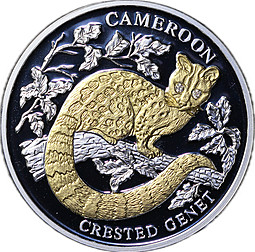 Монета 10 долларов 2006 Гребенчатая генетта Камерун Либерия