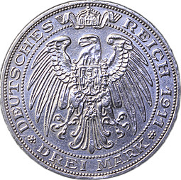 Монета 3 марки 1911 Университет Бреслау 100 лет А Пруссия Германия