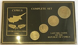 Набор монет 5, 25, 50, 100 милс 1982 Последние монеты Кипр