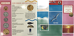 Годовой набор монет 1, 5, 10, 25 центов, 1 доллар 1993 Бермудские острова Бермуды