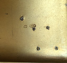 Портсигар серебро 84 пробы Вензель-накладка ОКЛ МВ в стиле Модерн клеймо I.P 157,7 грамм
