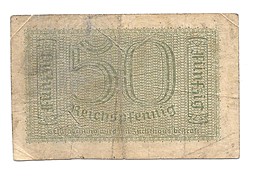 Банкнота 50 рейхспфеннигов (пфеннигов) 1939-1945 для оккупированных территорий Германия Третий Рейх