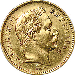 Монета 20 франков 1864 A Франция