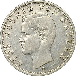 Монета 2 марки 1908 D Бавария Германия