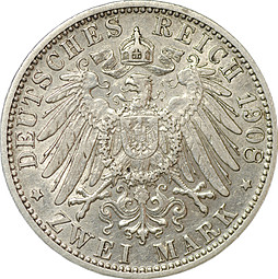 Монета 2 марки 1908 D Бавария Германия