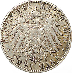 Монета 2 марки 1906 J Гамбург Германия