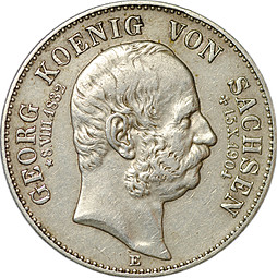 Монета 2 марки 1904 E Траурные На смерть Георга Саксонского Саксония Германия