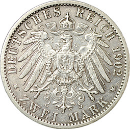 Монета 2 марки 1902 A Пруссия Германия