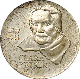 Монета 20 марок 1982 Клара Цеткин 125 лет со дня рождения Германия ГДР