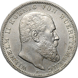 Монета 3 марки 1909 F Вюртемберг Германия