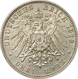 Монета 3 марки 1913 E Саксония Германия