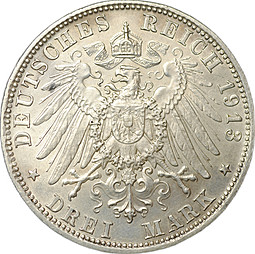 Монета 3 марки 1913 D Бавария Германия