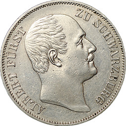 Монета 1 союзный талер 1867 Шварцбург-Рудольштадт Германия
