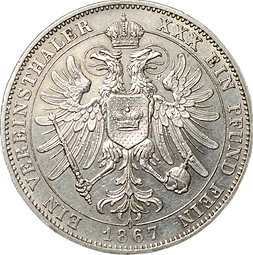 Монета 1 союзный талер 1867 Шварцбург-Рудольштадт Германия