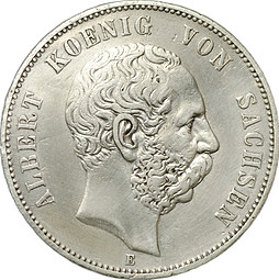 Монета 5 марок 1902 E Саксония Германия