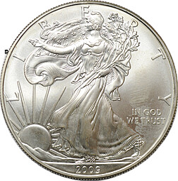 Монета 1 доллар 2009 Шагающая свобода США (в футляре)