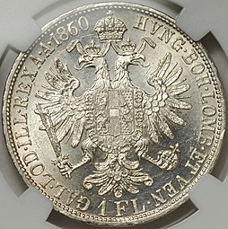 Монета 1 флорин 1860 A Австрия слаб ННР MS 64