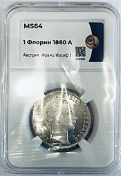 Монета 1 флорин 1860 A Австрия слаб ННР MS 64