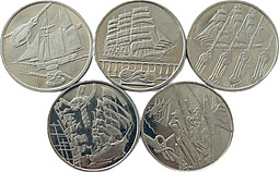 Набор 5 флоринов 2000 Амстердам Корабли Нидерланды 5 монет