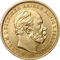Монета 20 марок 1883 A Германия Пруссия