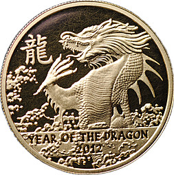 Монета 5 долларов 2011 Год дракона Лунный календарь Ниуэ