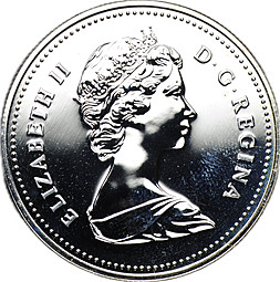 Монета 1 доллар 1981 100 лет Трансконтинентальной железной дороге BUNC Канада