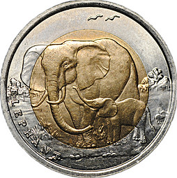 Монета 1 лира 2009 Слон Красная книга Турция